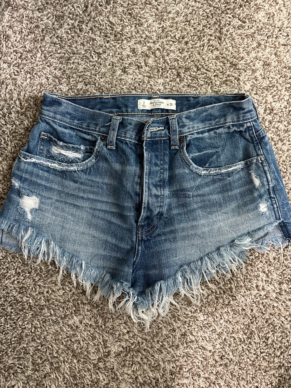 Abercrombie & Fitch Distressed Light Blue Denim Cutoff Shorts